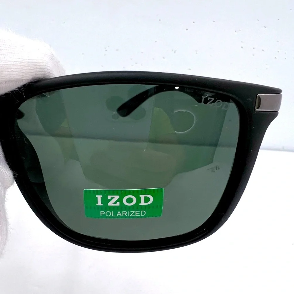 IZOD, POLARIZED, OLIVE GREEN LENSES, 100%UV PROTECTION, BLACK FRAME SUNGLASSES